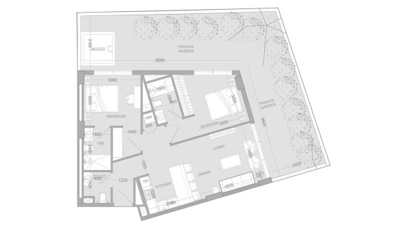 Apartment floor plan, 2 bedrooms in Ir1dian Park 2 No. 11015 (2D)