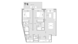 Apartment floor plan, 2 bedrooms in Ir1dian Park 2 No. 11012